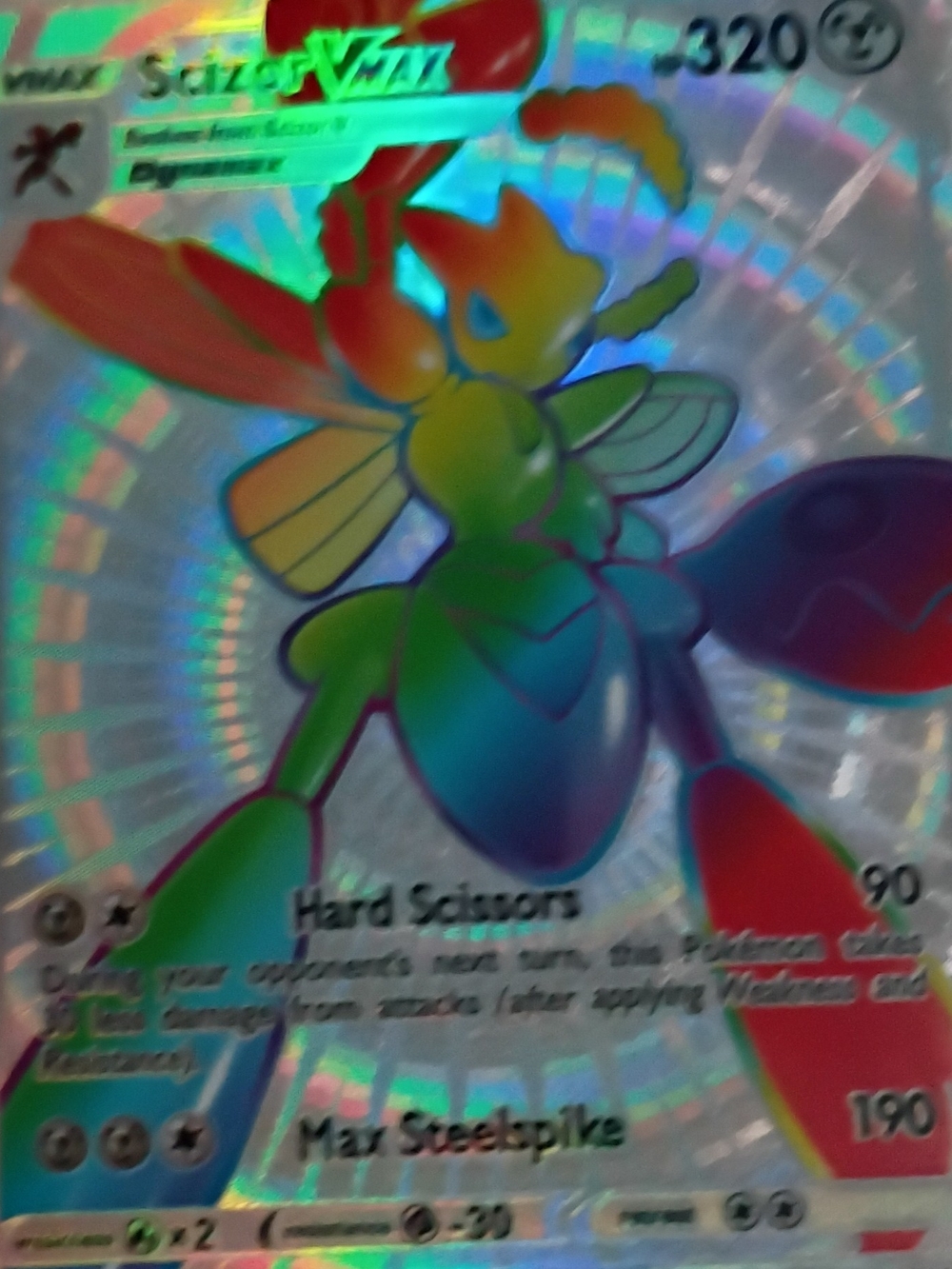 Scizor VMAX Rainbow Holo Card - Multicolor